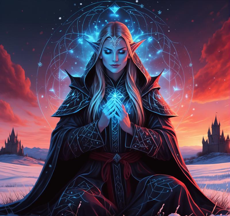 09914-2677401114-close up shot of a elven  woman in a glowing magical robe covered runes, covering her face with her hands, She is sitting in a f.png